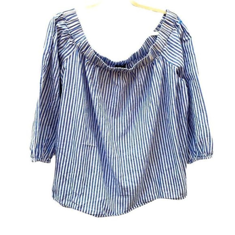 Lane Bryant Off Shoulder Blue Striped Top 18 20